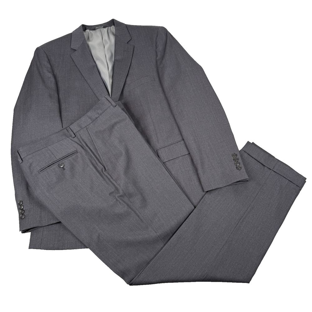 Jos A Bank Executive Suit Mens 44L 38W Charcoal Gray 100% Wool Tailored Fit